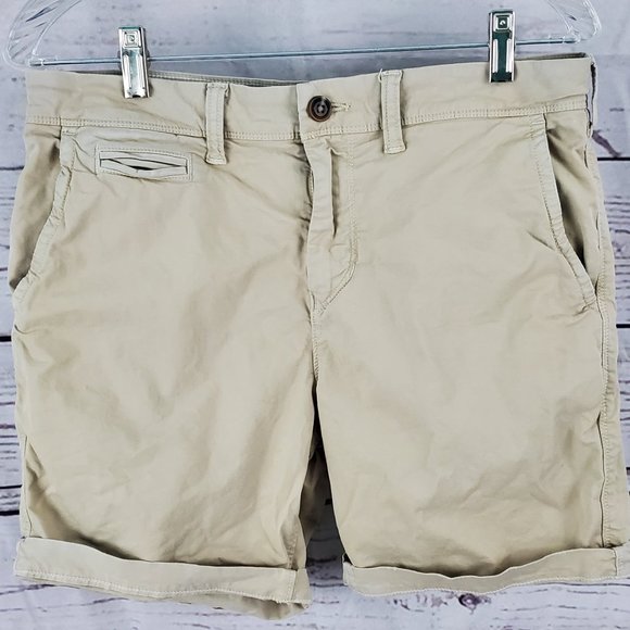 flex khaki shorts